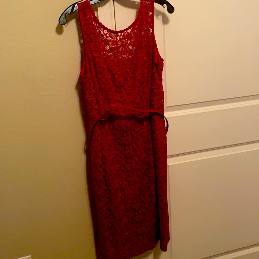 White House /Black Market Red lace sleeveless.